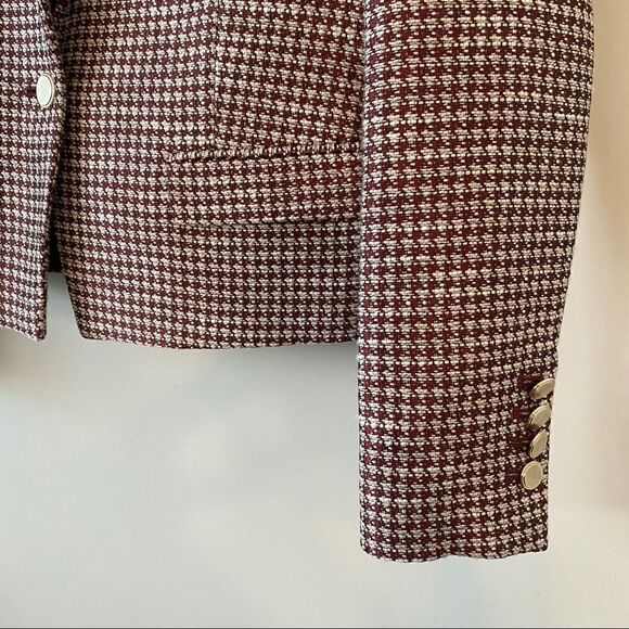 The Kooples Houndstooth Linen Blend Suede Blazer - Picture 8 of 13